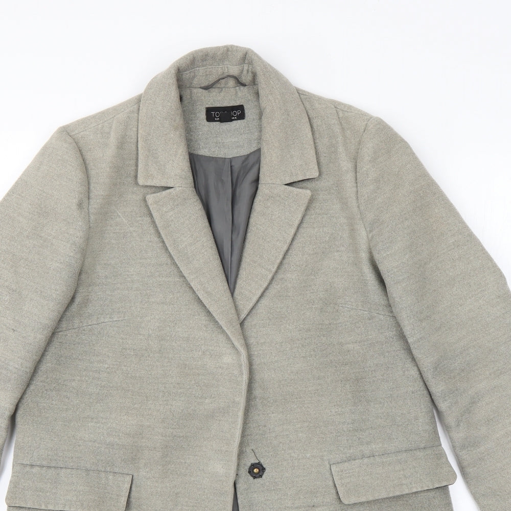 Topshop Womens Grey   Overcoat Coat Size 6  Snap