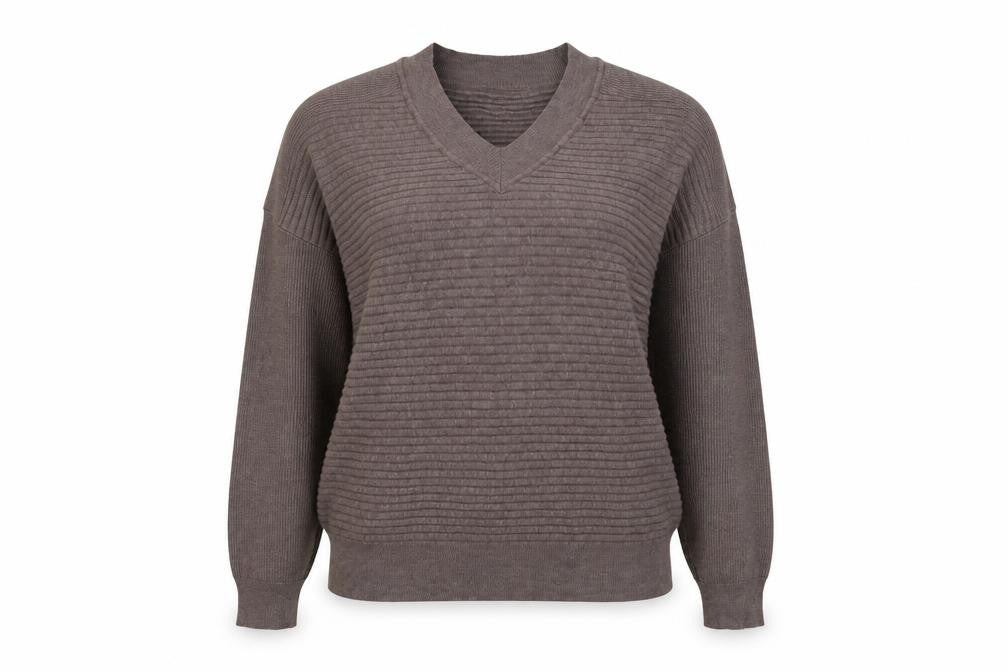 F&F Womens Grey V-Neck  Viscose Pullover Jumper Size 12