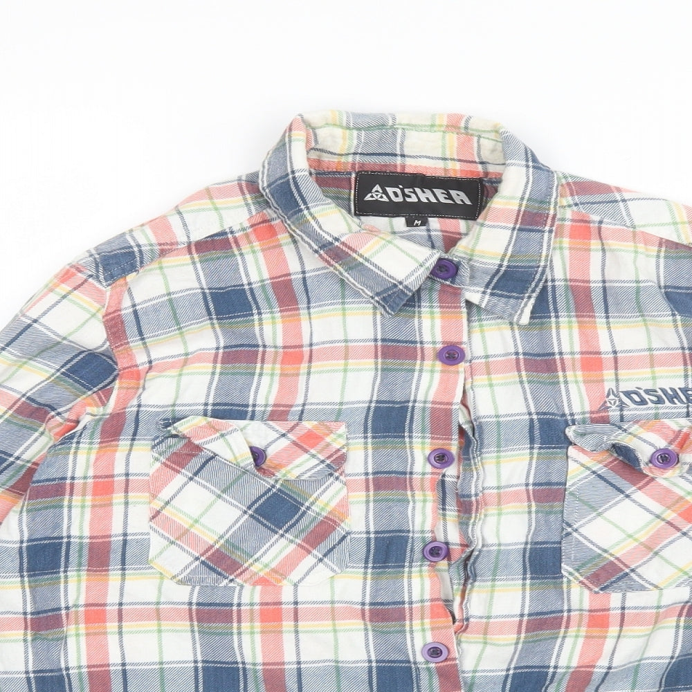d'shea Mens Blue Plaid Cotton  Button-Up Size M Collared
