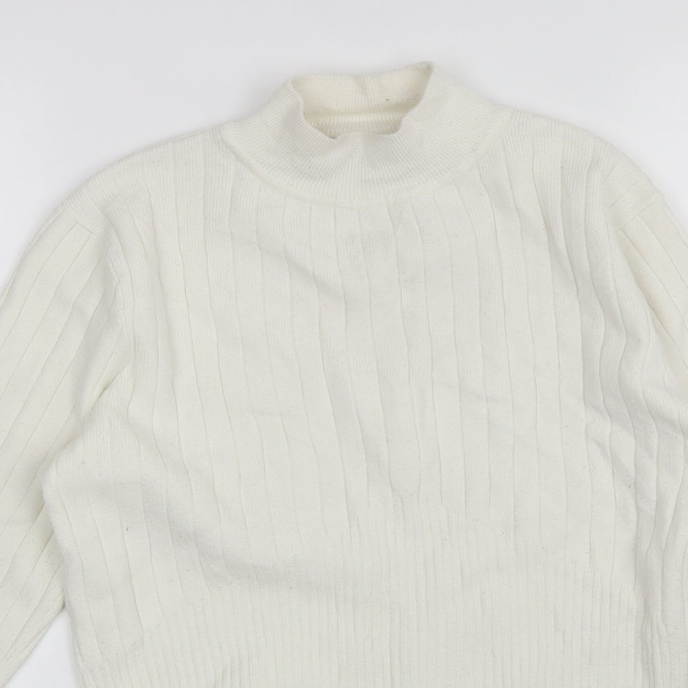Marks and Spencer Womens White Mock Neck  Viscose Pullover Jumper Size 12