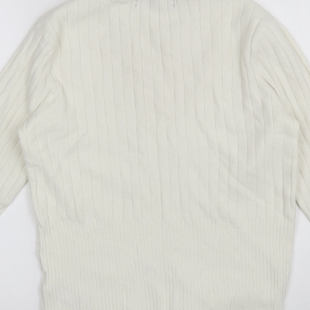 Marks and Spencer Womens White Mock Neck  Viscose Pullover Jumper Size 12