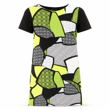 Micha Womens Green Geometric Viscose Shift  Size M  Round Neck