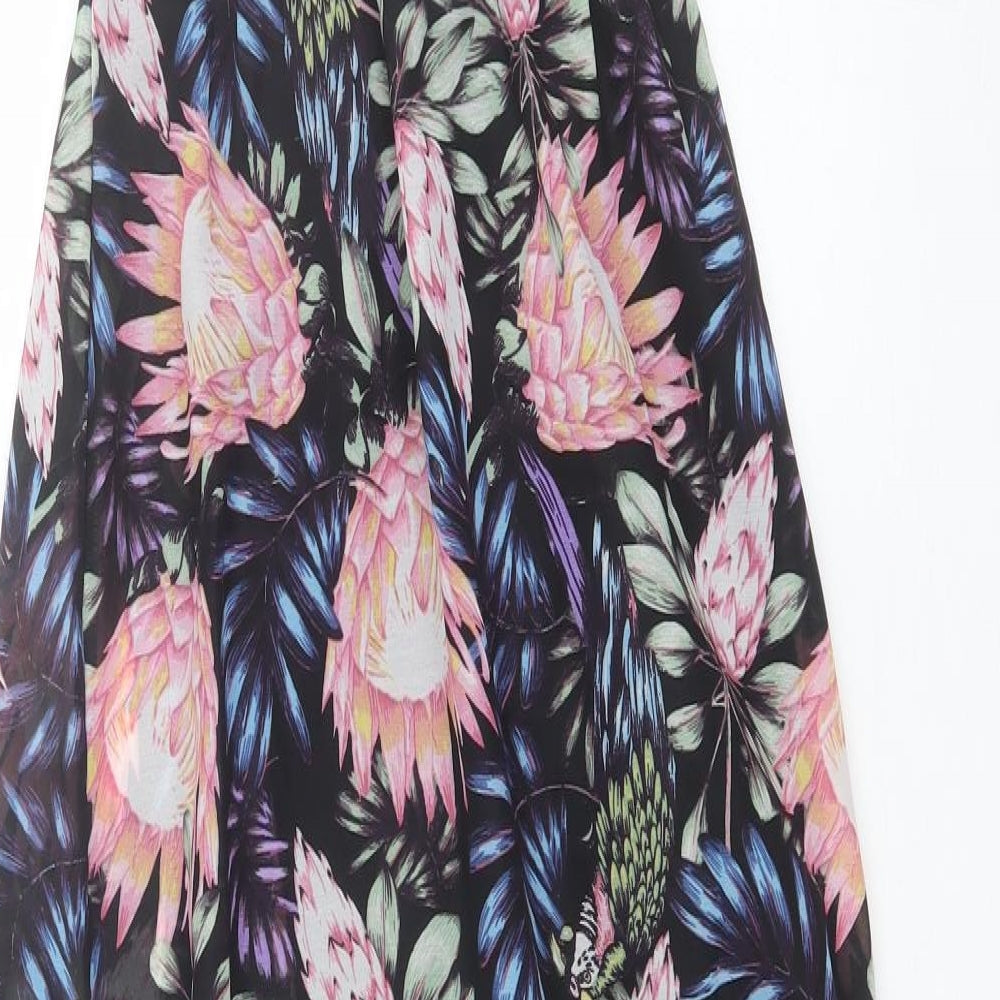 Divided Womens Black Floral Polyester Maxi  Size 4  V-Neck