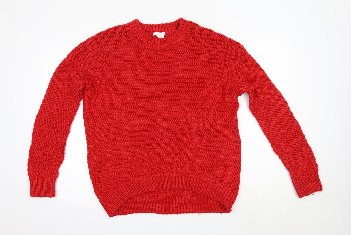 H&M Womens Red Round Neck  Acrylic Pullover Jumper Size S