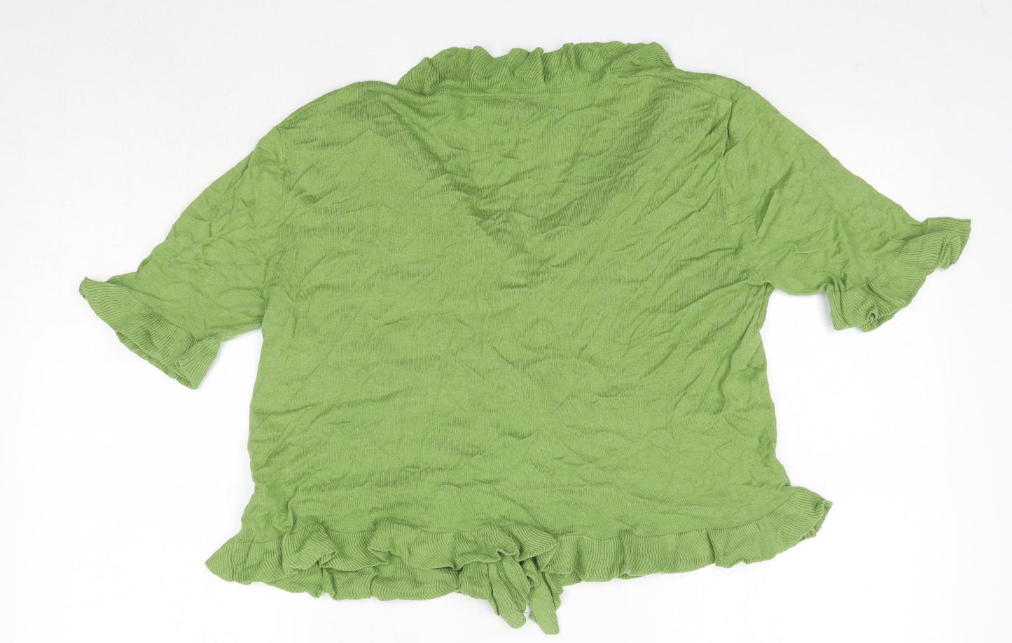 Autonomy Womens Green  Cotton Basic Blouse Size 14 V-Neck