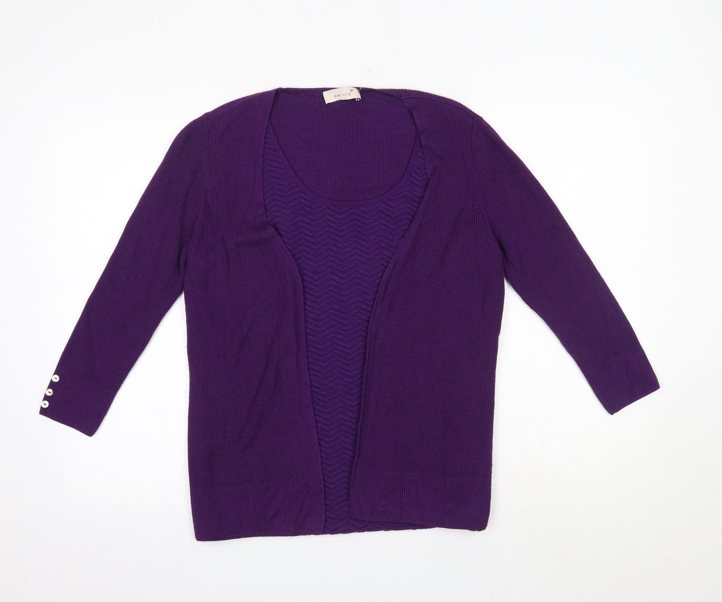 M&S Womens Purple Round Neck  Acrylic Cardigan Jumper Size 14