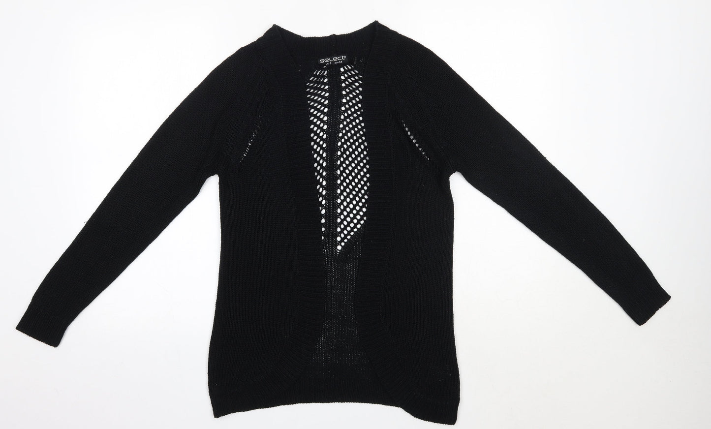 Select Womens Black V-Neck  Acrylic Cardigan Jumper Size 6