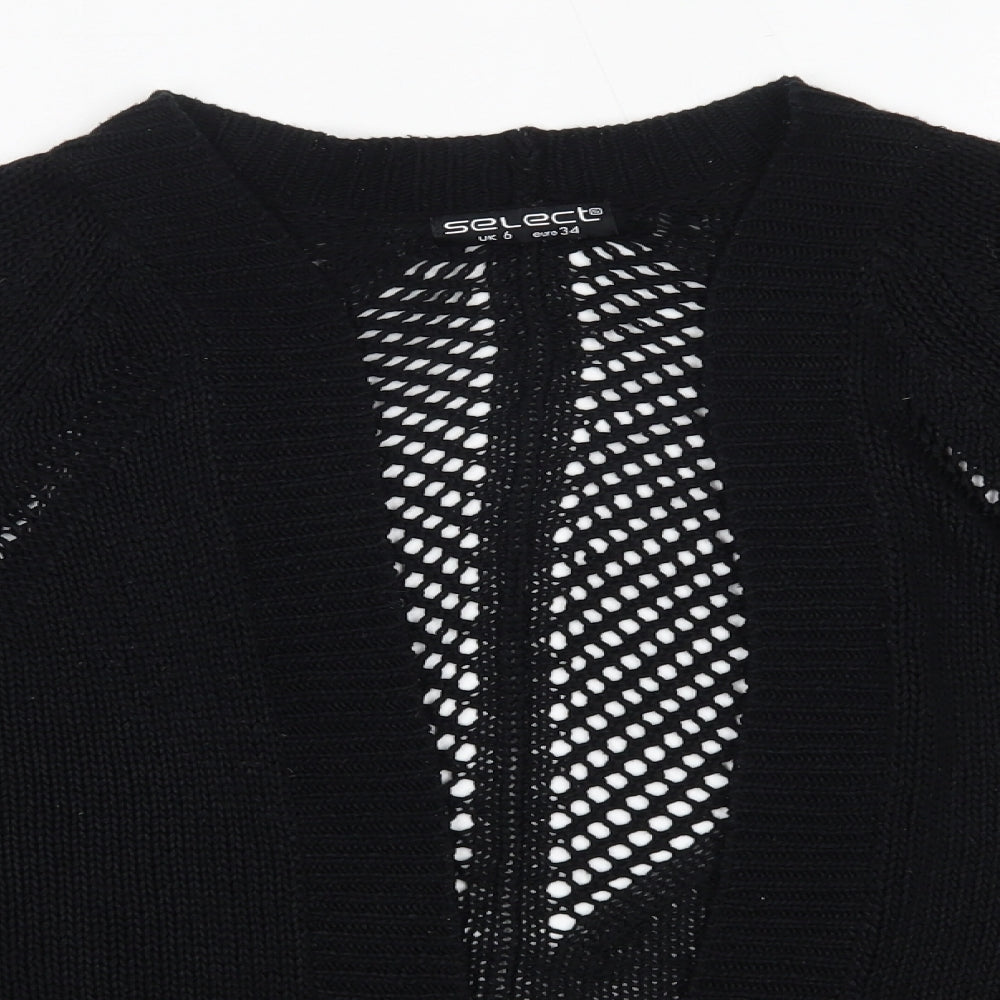Select Womens Black V-Neck  Acrylic Cardigan Jumper Size 6