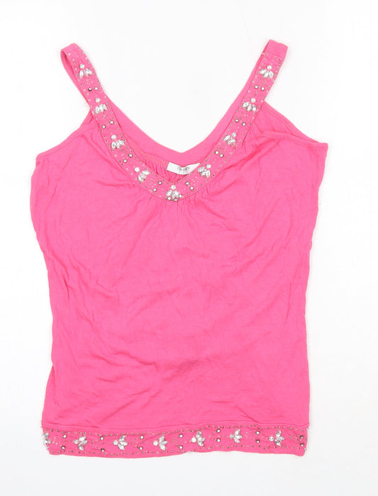 Zingara Womens Pink  Viscose Camisole Blouse Size L V-Neck