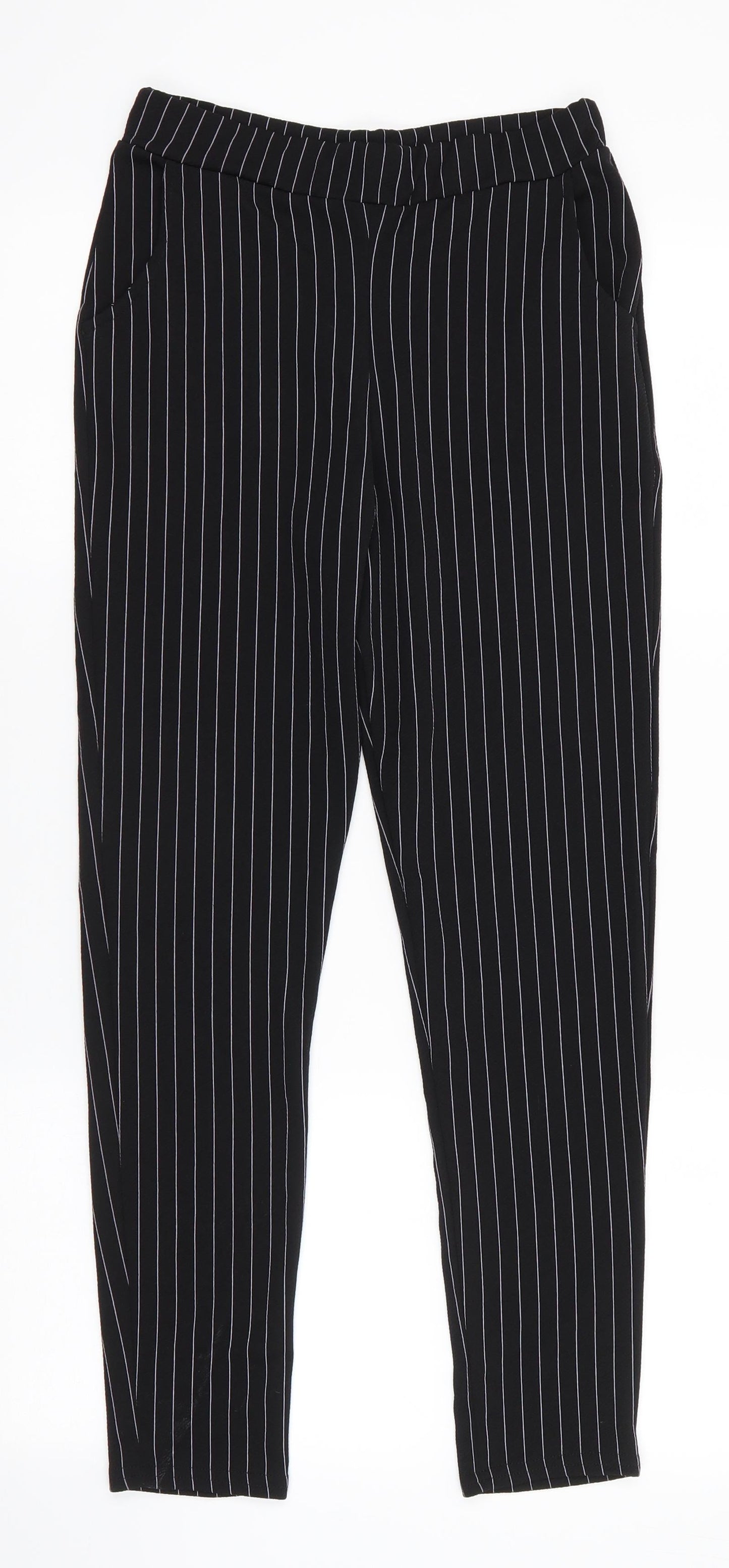 PRETTYLITTLETHING Womens Beige Striped Polyester Trousers  Size 10 L26.5 in Regular  - Grey Stripe