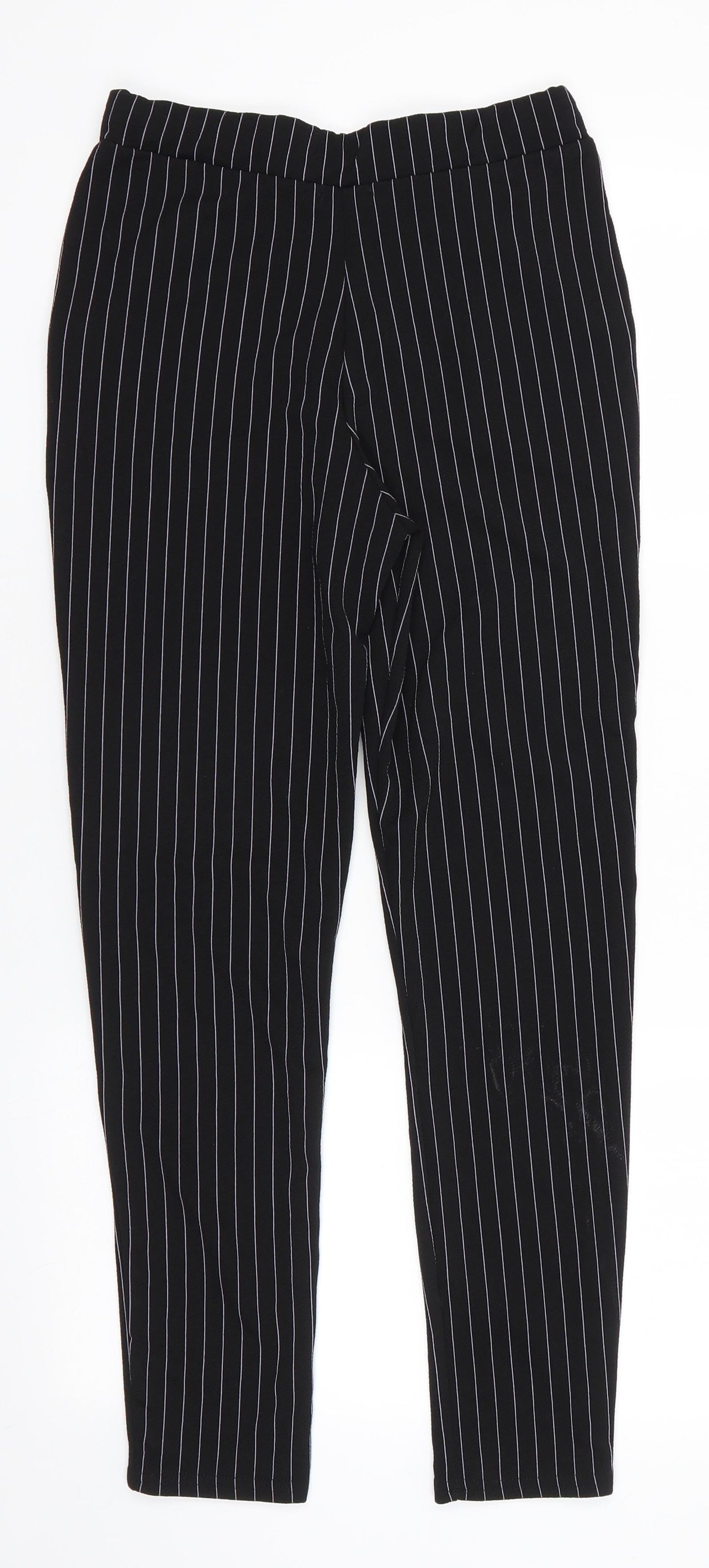 PRETTYLITTLETHING Womens Beige Striped Polyester Trousers  Size 10 L26.5 in Regular  - Grey Stripe