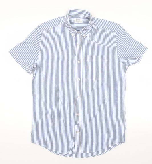 NEXT Mens Blue Striped Cotton  Button-Up Size S Collared  - Buttoned Collar