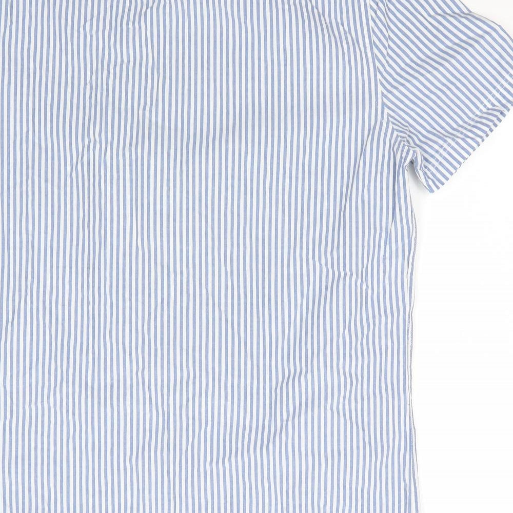 NEXT Mens Blue Striped Cotton  Button-Up Size S Collared  - Buttoned Collar