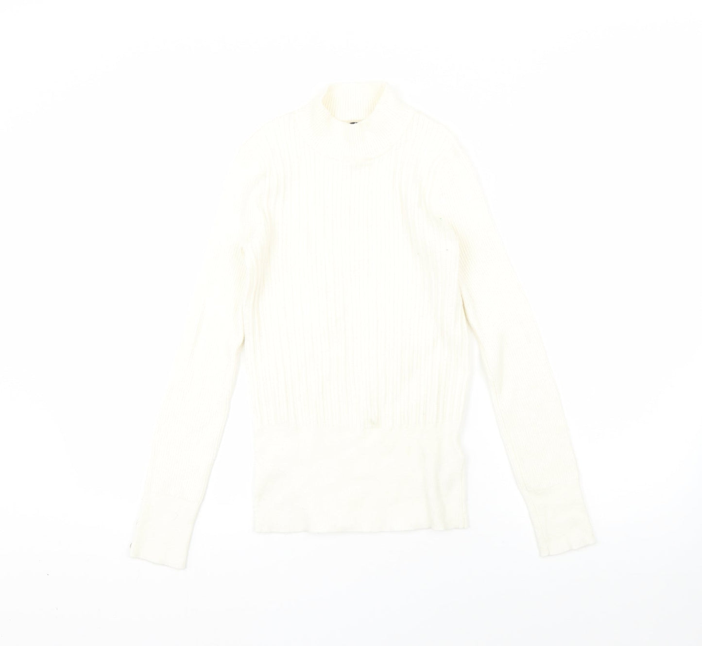 M&S Womens Beige High Neck  Viscose Pullover Jumper Size 8