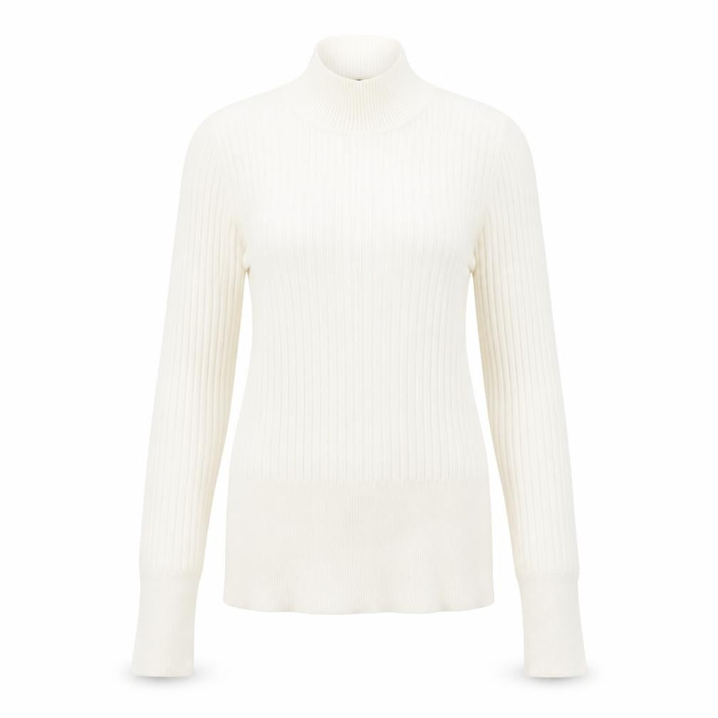 Marks & Spencer Womens Beige High Neck  Viscose Pullover Jumper Size 8