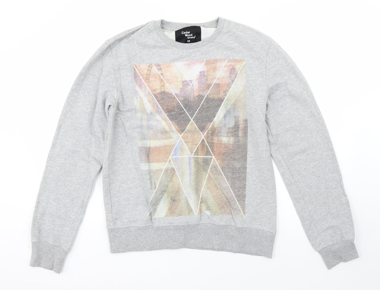 Cedar Wood State Mens Grey  Polyester Pullover Sweatshirt Size M