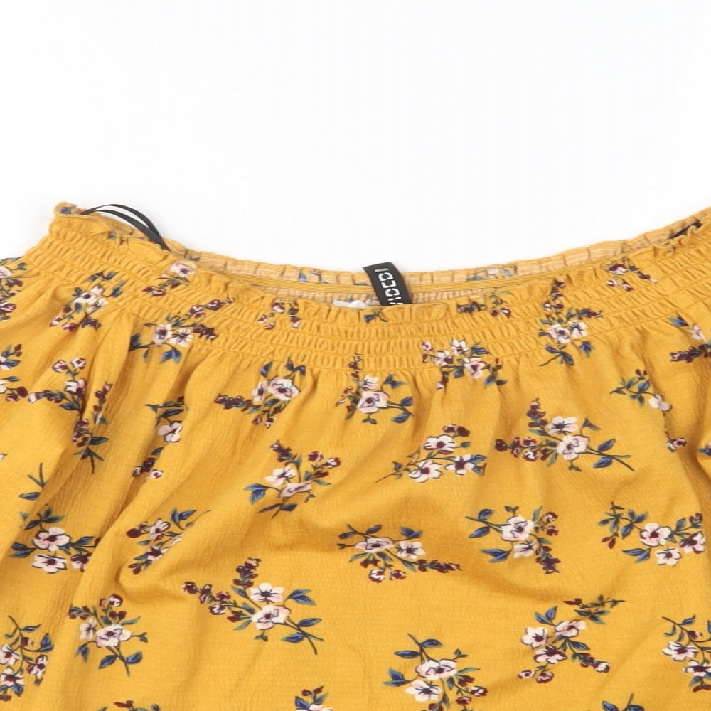 H&M Womens Multicoloured Floral Polyester Basic Blouse Size S Boat Neck