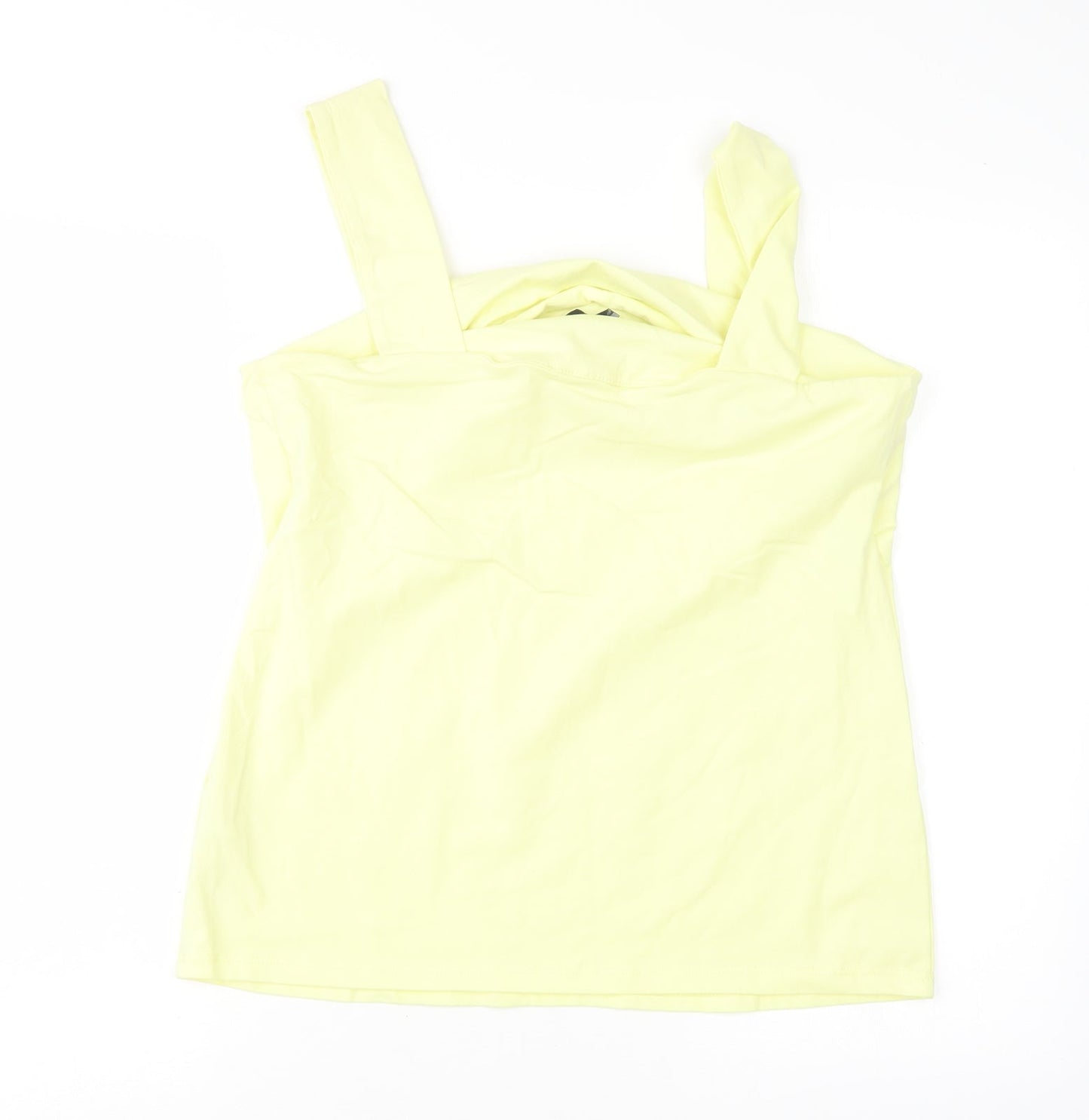 Dorothy Perkins Womens Yellow  Cotton Basic Tank Size 16 Round Neck