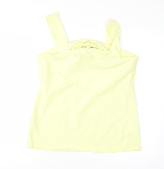 Dorothy Perkins Womens Yellow  Cotton Basic Tank Size 16 Round Neck