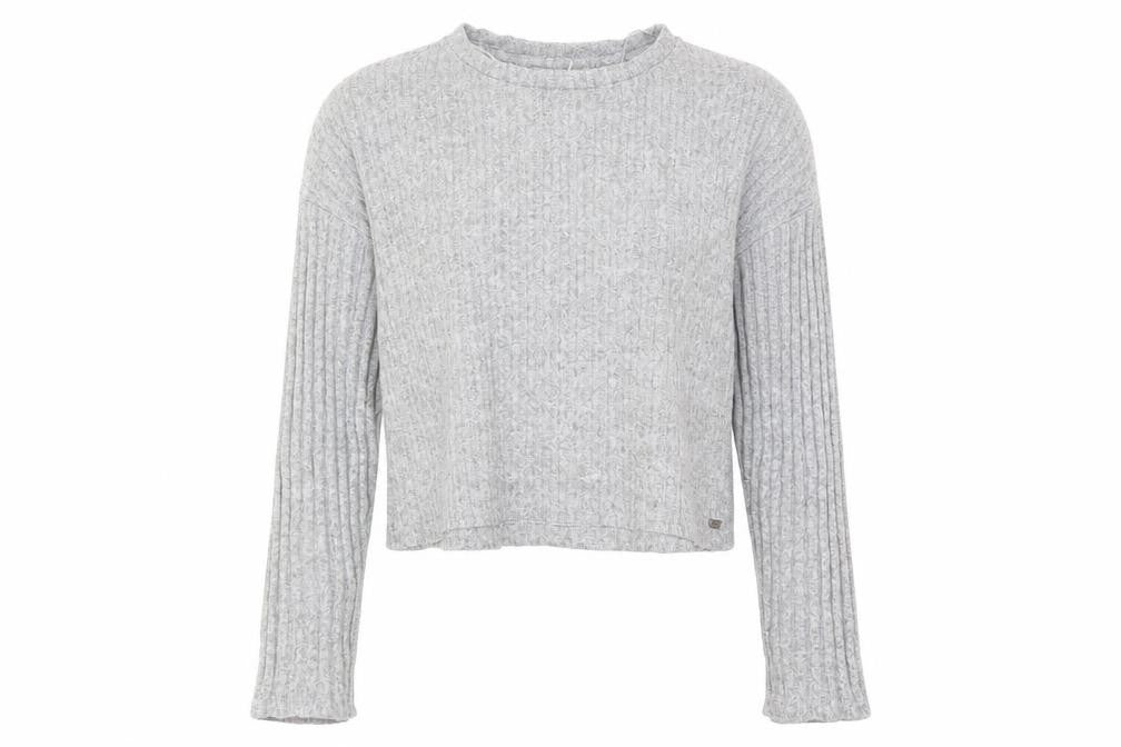 Pull&Bear Womens Grey Striped Viscose Basic T-Shirt Size L Round Neck