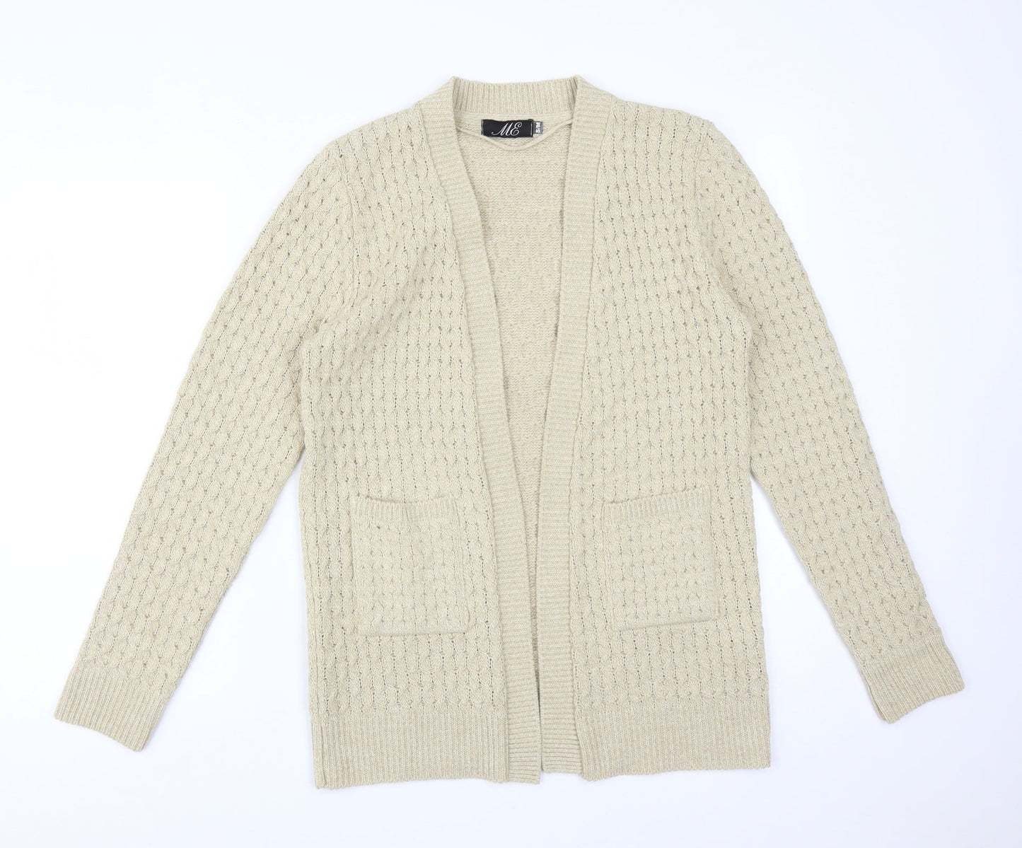ME Womens Beige   Acrylic Cardigan Jumper Size M