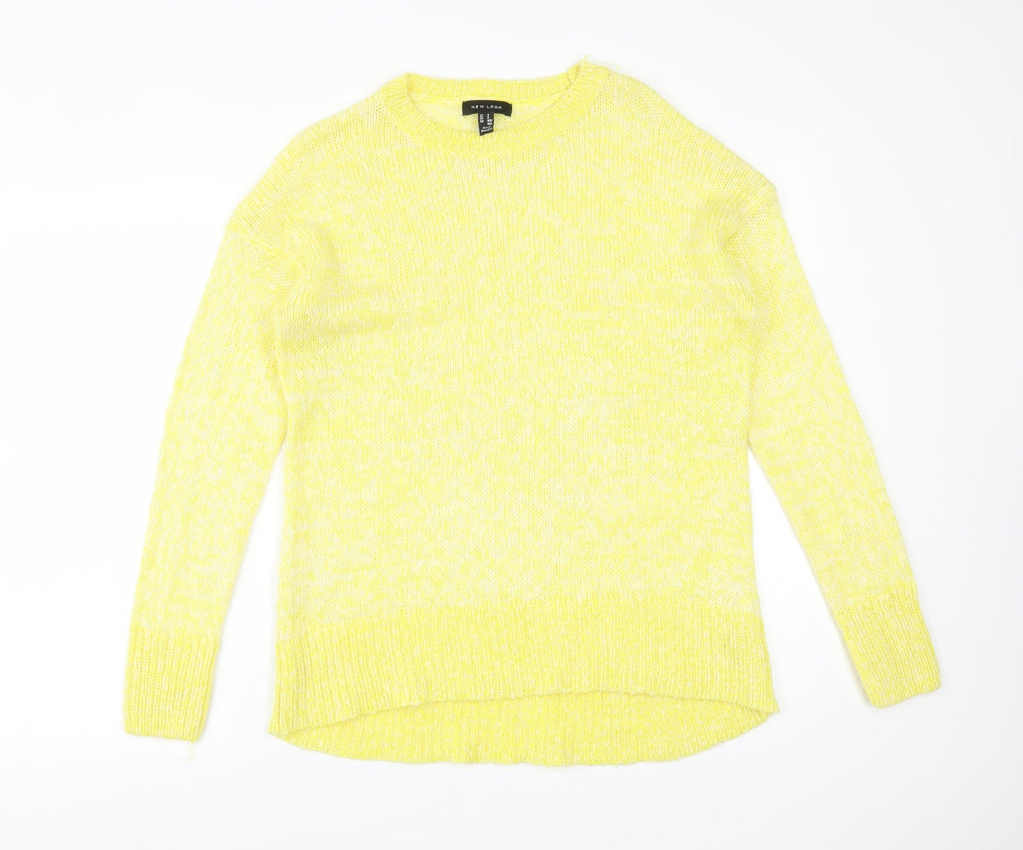 New Look Womens Yellow  Acrylic Basic T-Shirt Size S Crew Neck