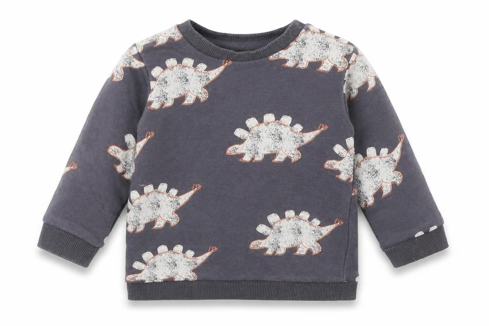 Marks & Spencer Boys Grey Animal Print Cotton Basic T-Shirt Size 6-9 Months Crew Neck  - DINOSAURS