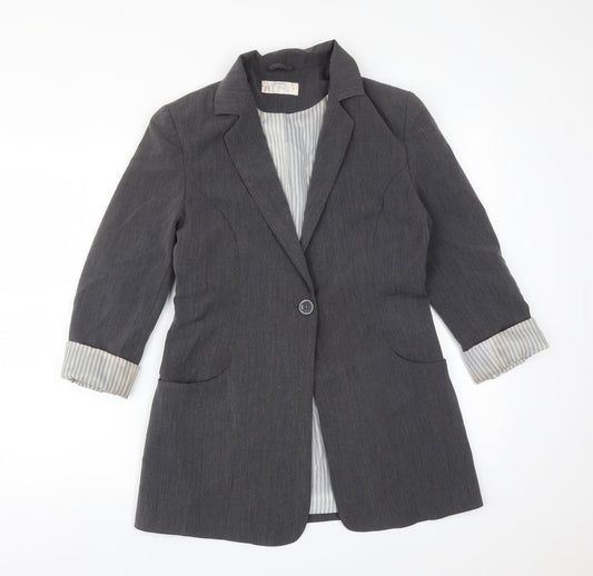 Internacionale Womens Grey  Polyester Jacket Suit Jacket Size 10