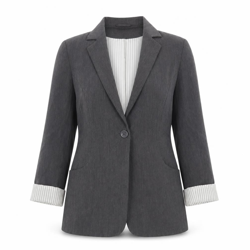 Internacionale Womens Grey  Polyester Jacket Suit Jacket Size 10
