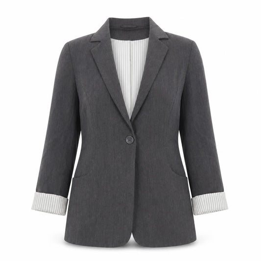 Internacionale Womens Grey  Polyester Jacket Suit Jacket Size 10