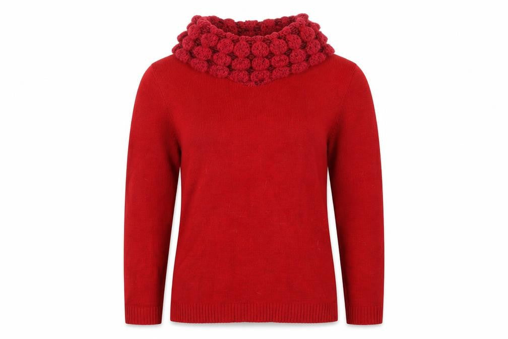 PURE&NATURAL Womens Red Roll Neck  Acrylic Pullover Jumper Size M
