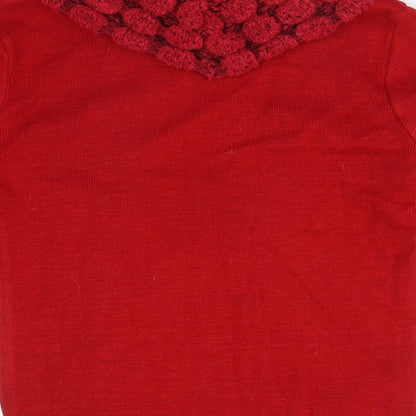 PURE&NATURAL Womens Red Roll Neck  Acrylic Pullover Jumper Size M
