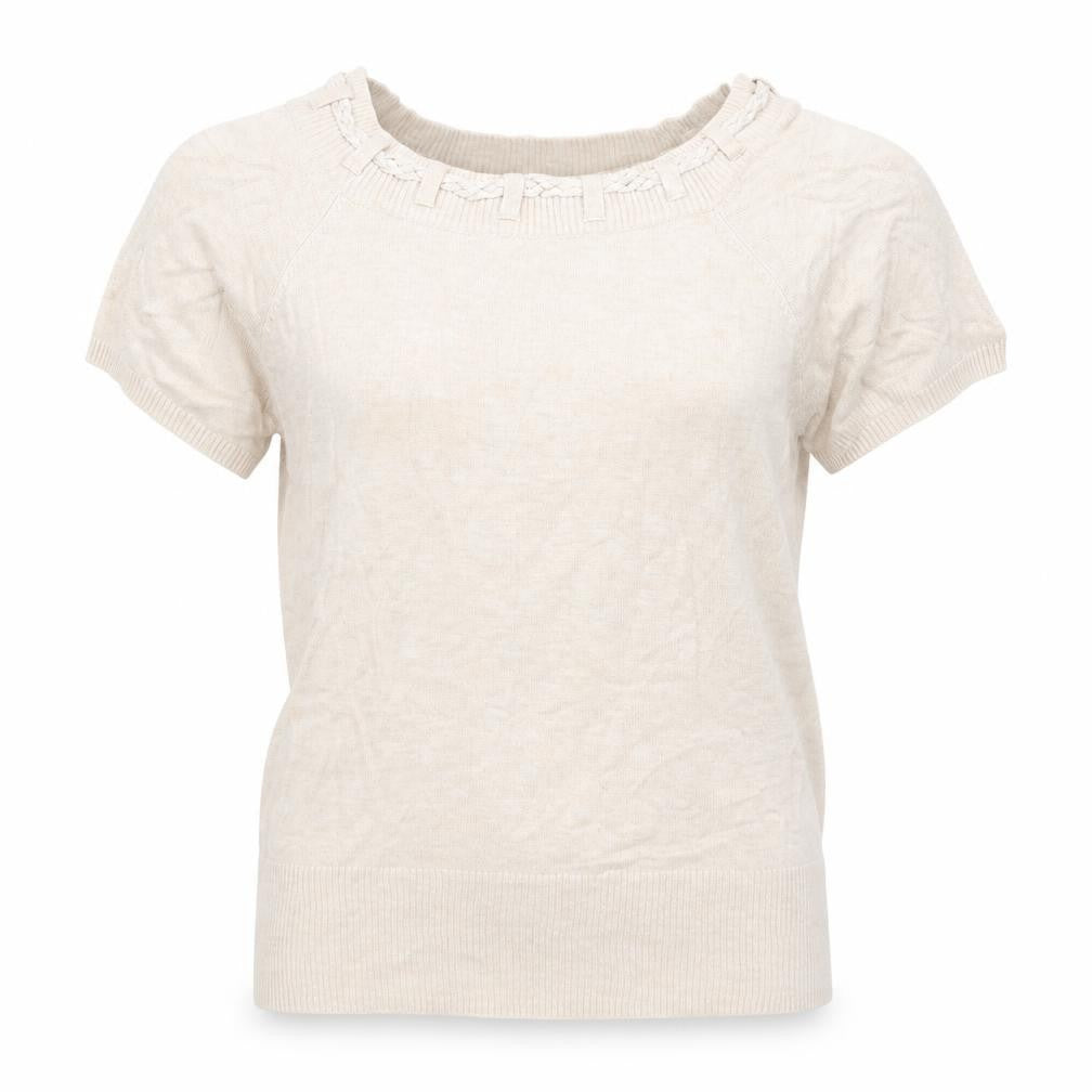 Debenhams Womens Beige  Viscose Basic T-Shirt Size 14 Boat Neck