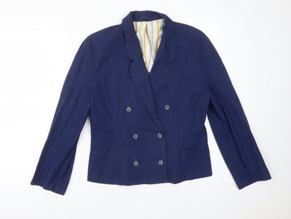 St Michael Womens Blue Cotton Jacket Suit Jacket Size 14