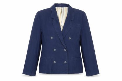 St Michael Womens Blue Cotton Jacket Suit Jacket Size 14