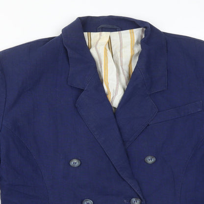 St Michael Womens Blue Cotton Jacket Suit Jacket Size 14