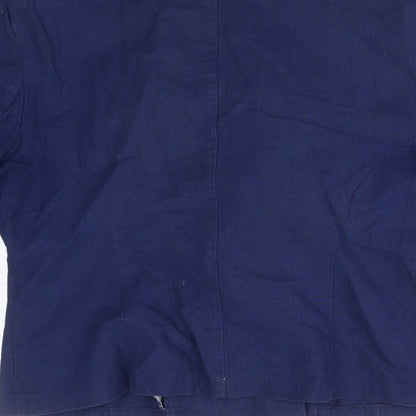 St Michael Womens Blue Cotton Jacket Suit Jacket Size 14
