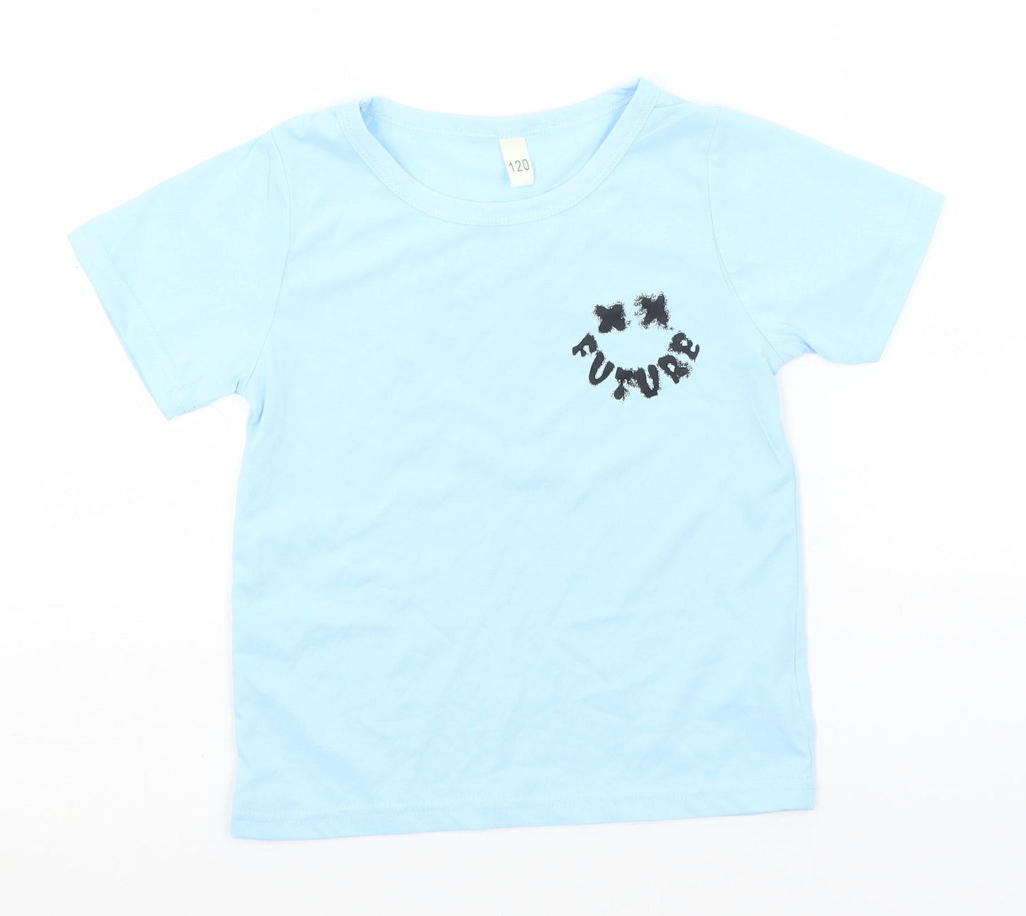 SheIn Boys Blue  Polyester Basic T-Shirt Size 6-7 Years Round Neck  - Future
