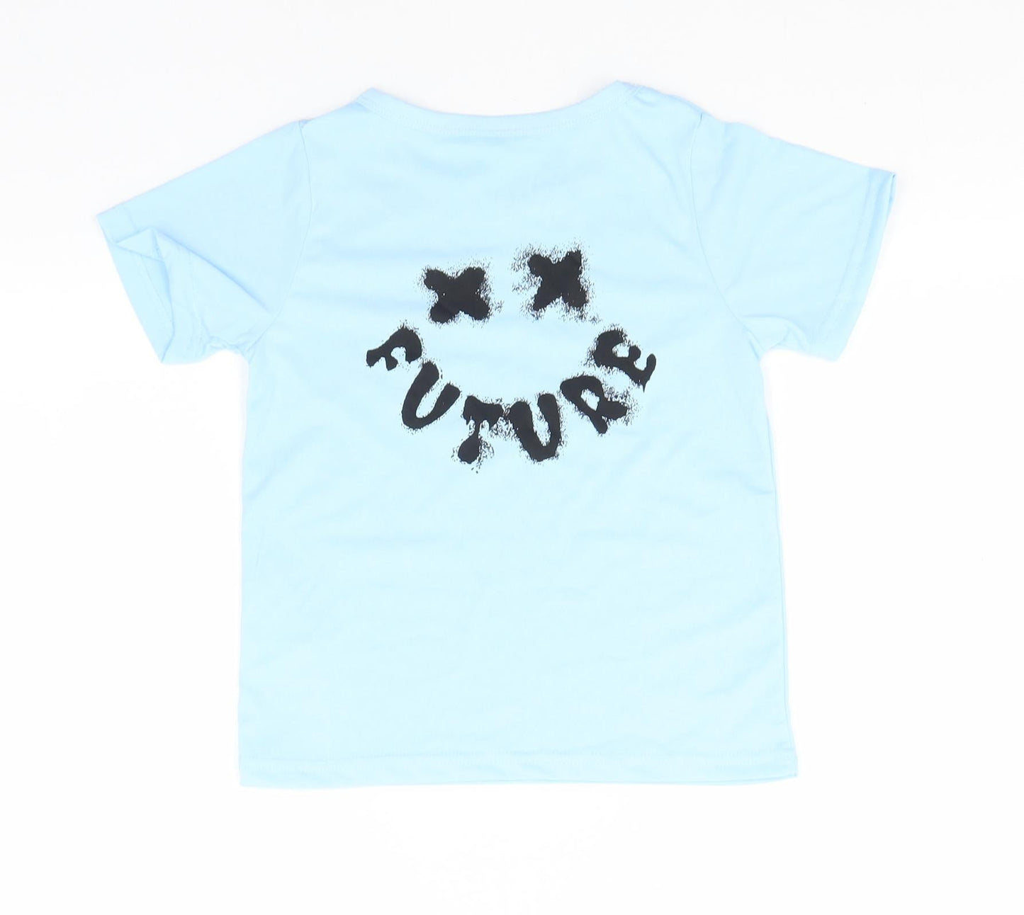 SheIn Boys Blue  Polyester Basic T-Shirt Size 6-7 Years Round Neck  - Future