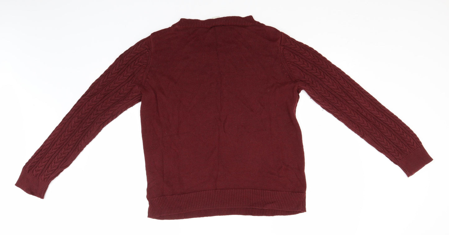 H&M Mens Red Round Neck  Acrylic Pullover Jumper Size L