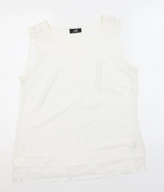 Wallis Womens White  Polyester Basic Tank Size 12 Round Neck
