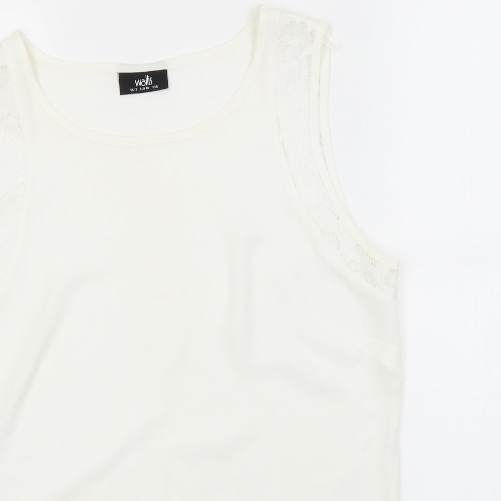 Wallis Womens White  Polyester Basic Tank Size 12 Round Neck