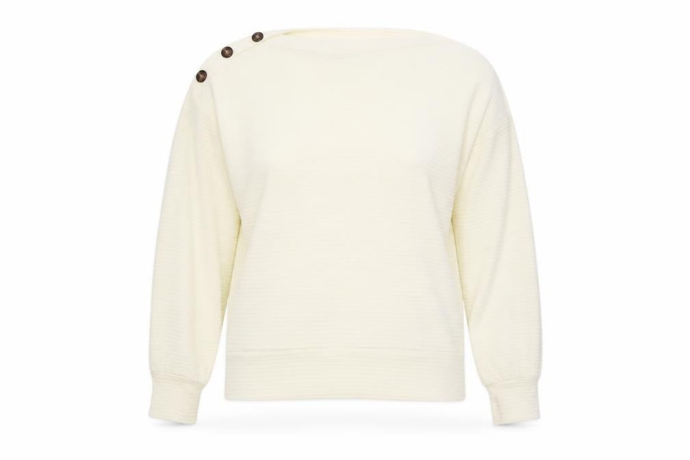 H&M Womens Ivory Round Neck Striped Polyester Pullover Jumper Size M