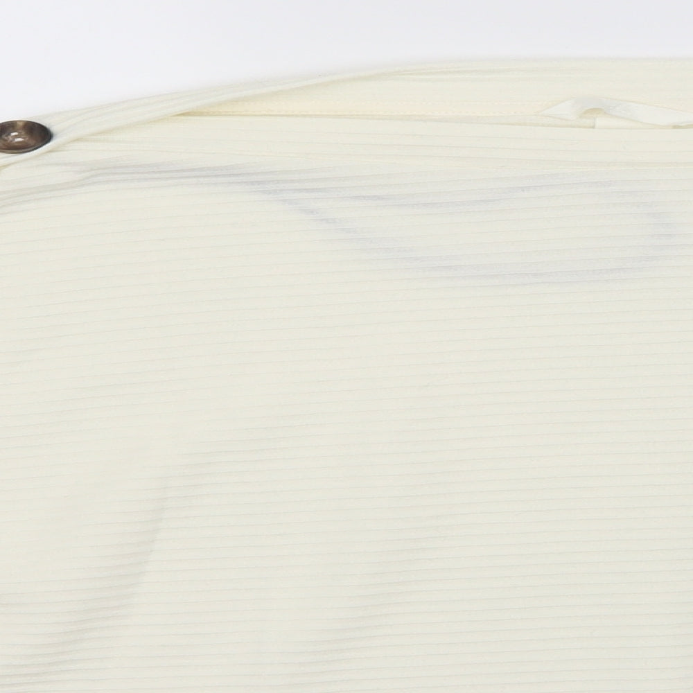 H&M Womens Ivory Round Neck Striped Polyester Pullover Jumper Size M