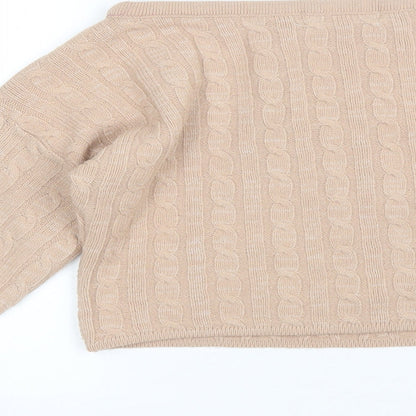 Lasula Womens Pink Round Neck  Acrylic Pullover Jumper Size S