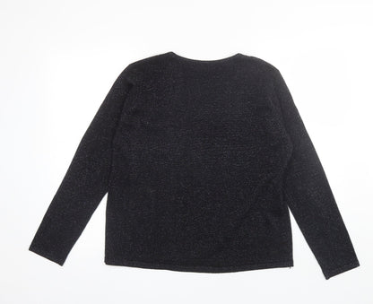 Bonmarché Womens Black V-Neck Acrylic Pullover Jumper Size M