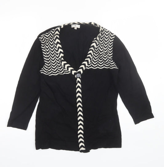 Country Casuals Womens Black V-Neck  Cotton Cardigan Jumper Size S