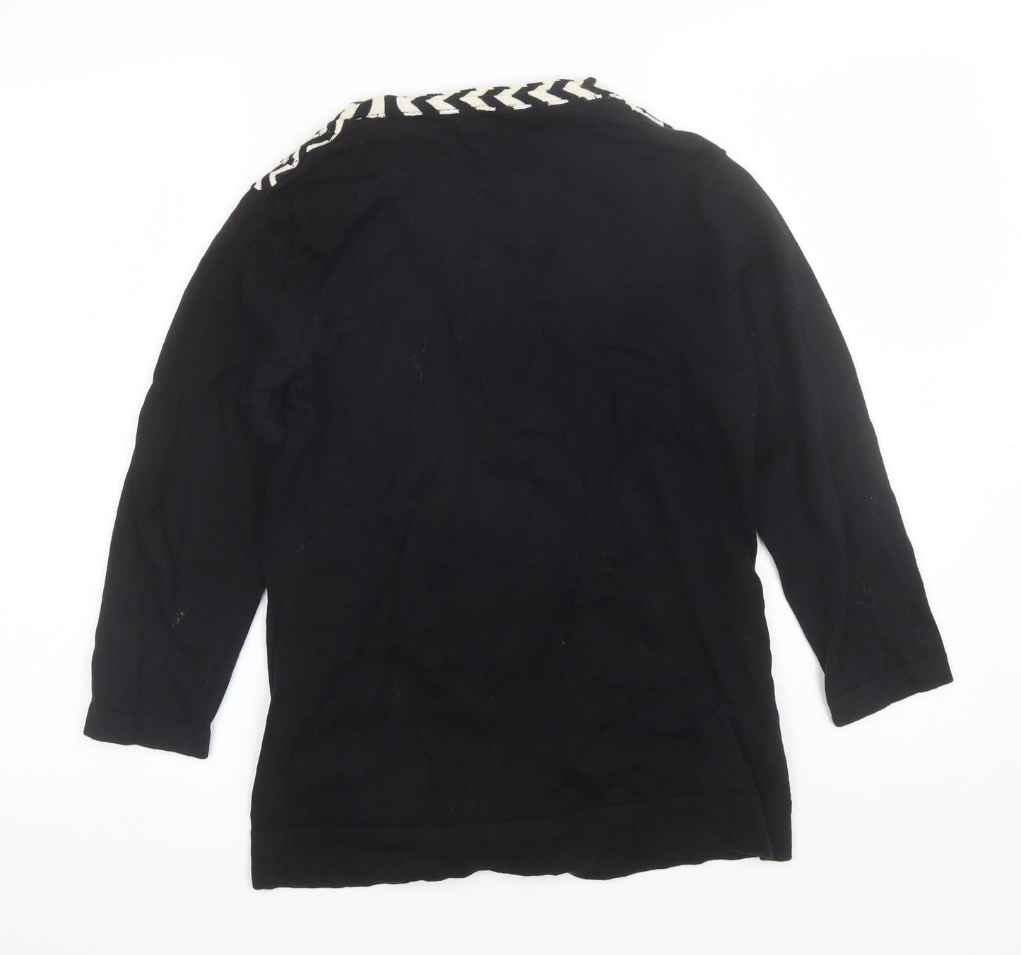Country Casuals Womens Black V-Neck  Cotton Cardigan Jumper Size S