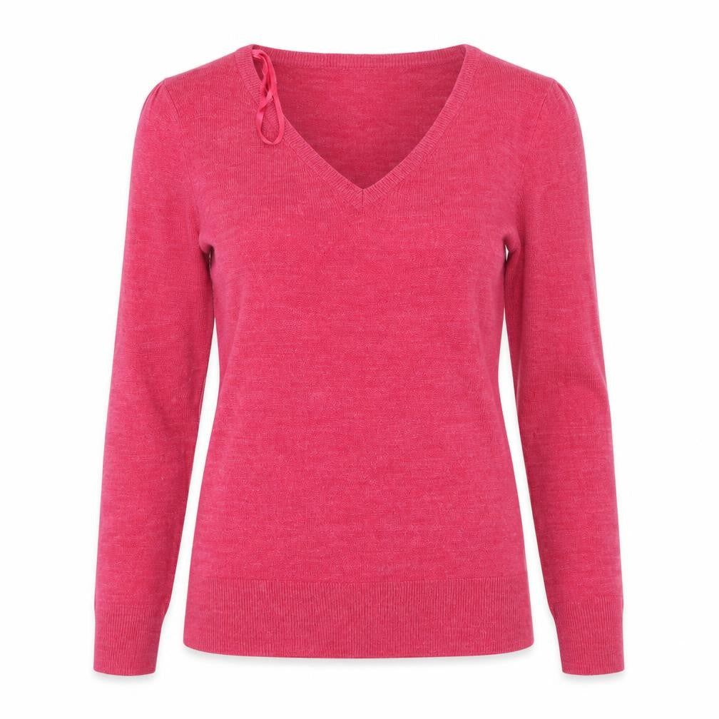 E-vie Womens Pink V-Neck  Acrylic Pullover Jumper Size 14