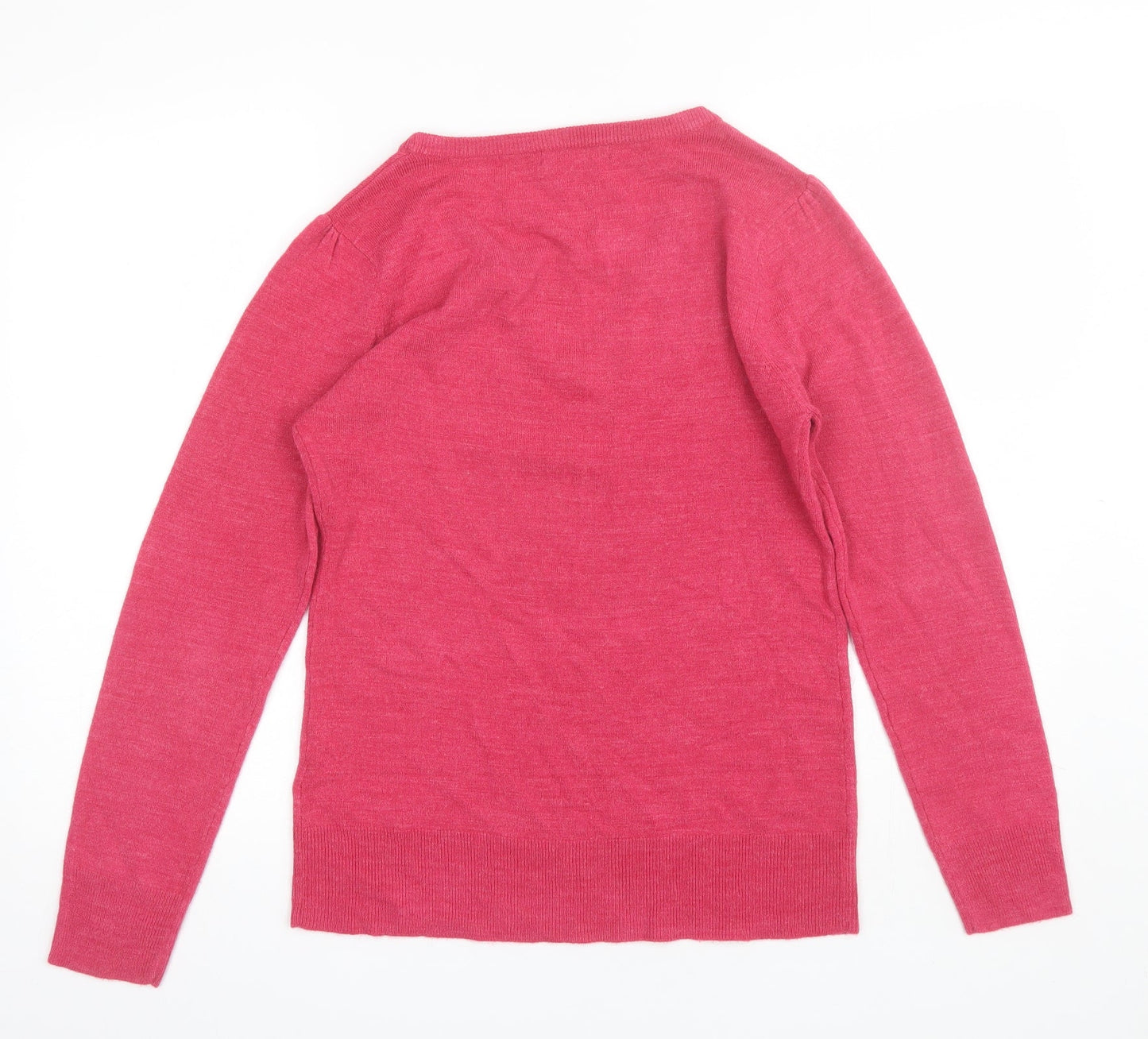 E-vie Womens Pink V-Neck  Acrylic Pullover Jumper Size 14